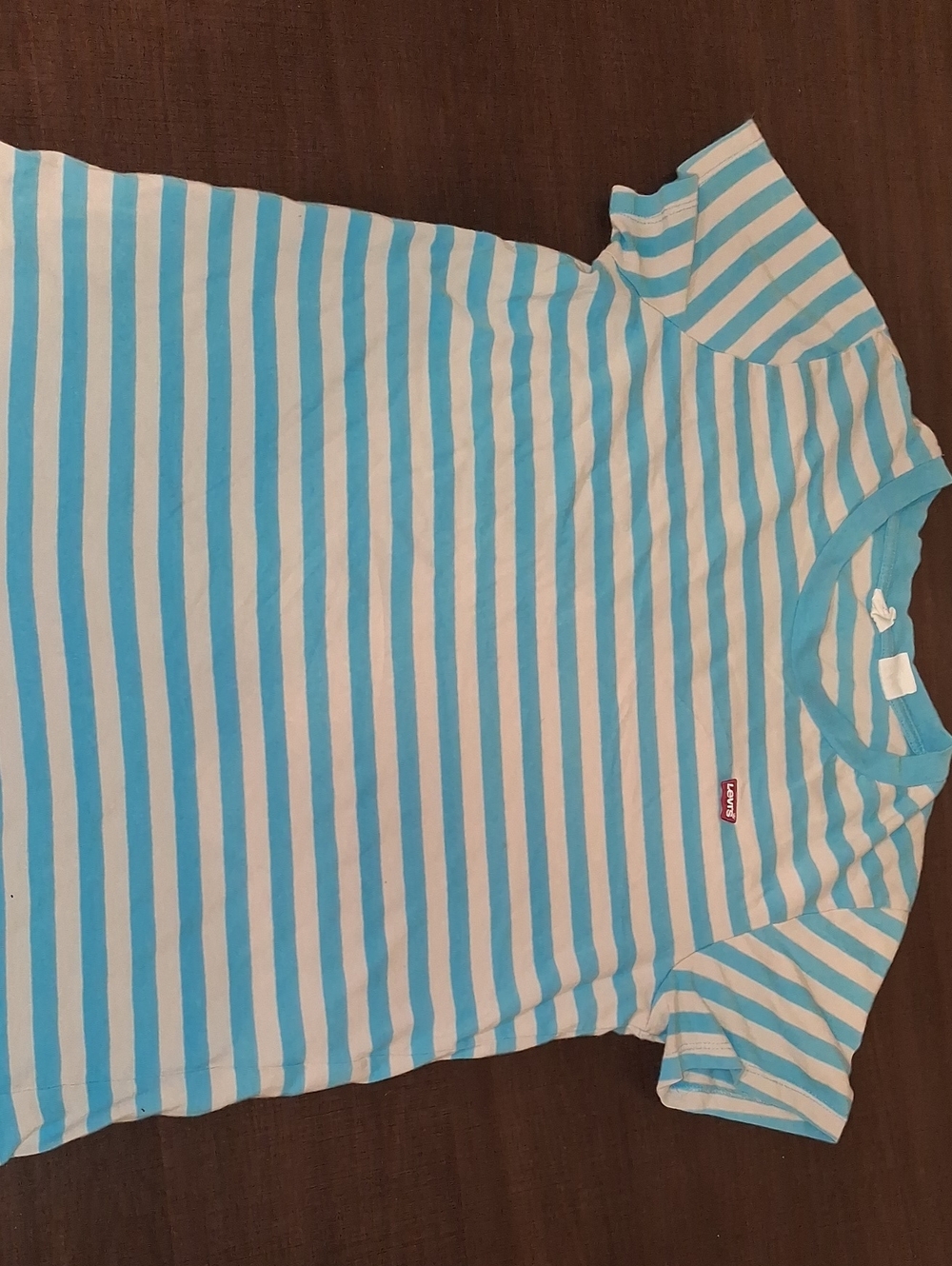 Levi's Women Turquoise & White Striped Short Sleeve Tee